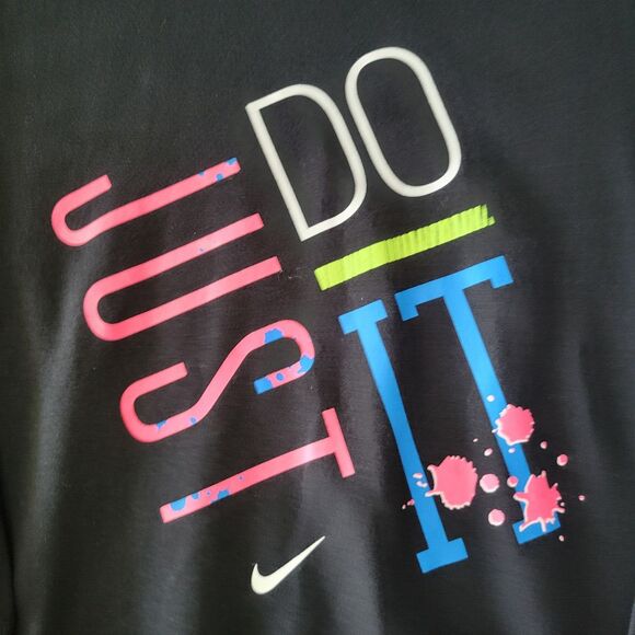 Vintage Nike M Just Do It Neon Graphic Black Rally Crewneck Sweatshirt 804 - Picture 3 of 8
